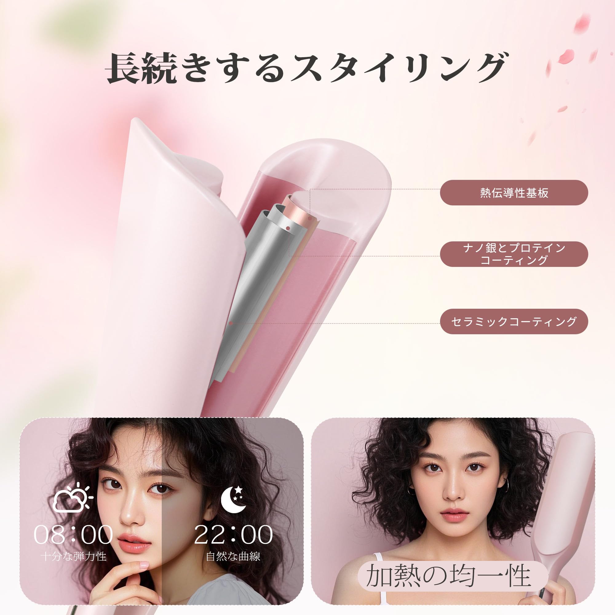 Amazon | ヘアアイロン カール ウェーブアイロン 32㎜ 5段温度調節 140